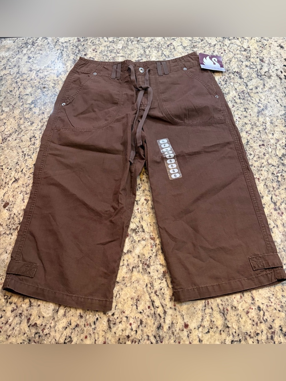 Gloria Vanderbilt Brown Women's Capris with Drawstring Waist